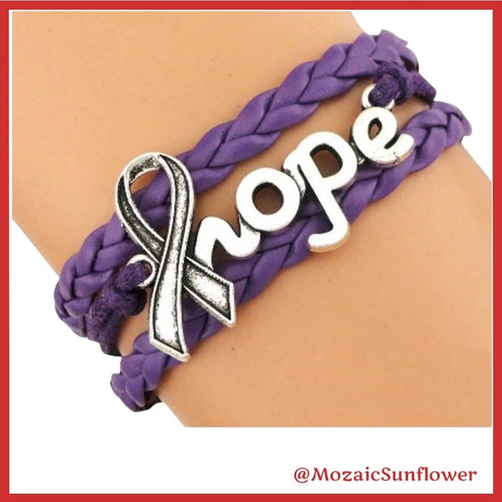 LEATHER AUTOIMMUNE DISEASE HOPE BRACELET UNISEX ADJUSTABLE